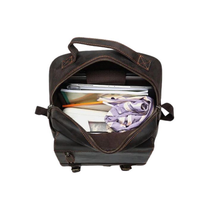 Mochila de Couro Genuíno Luxo Cavren - Vestia