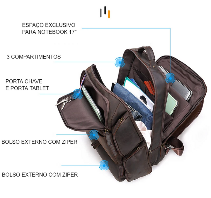 Mochila de Couro para Notebook 17" Torvian - Vestia