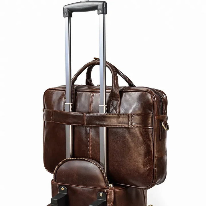 Maleta Executiva Couro Genuíno Envernizado Dallas - Vestia