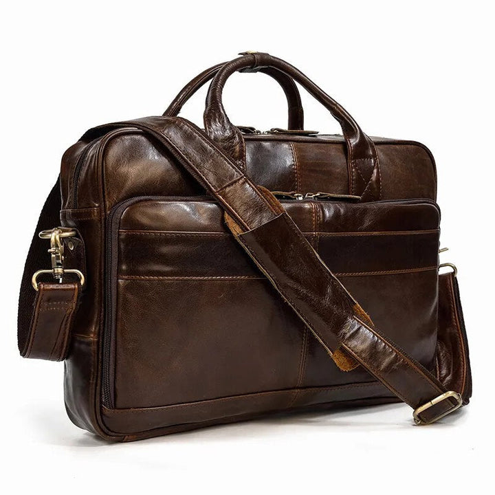 Maleta Executiva Couro Genuíno Envernizado Dallas - Vestia