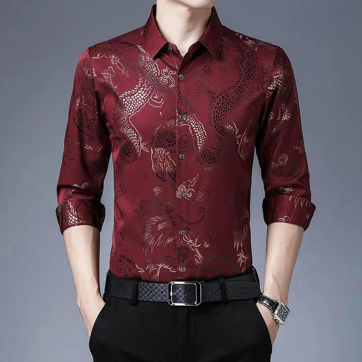 Camisa Casual Slim estampa Dragão - VESTIA