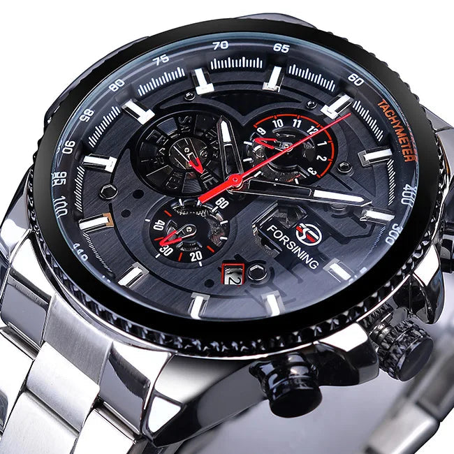 Relógio Mecânico automático aço MARVION - Vestia