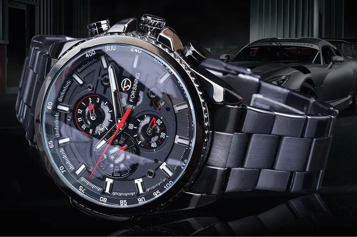 Relógio Mecânico automático aço MARVION - Vestia