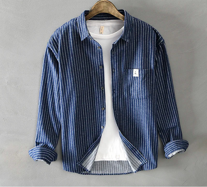 CAMISA CASUAL LISTRADA ALGODÃO CALVINO - Vestia