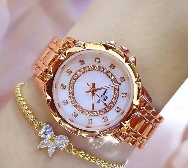 Relógio Feminino com Cristal de Quartzo + Pulseira - VESTIA