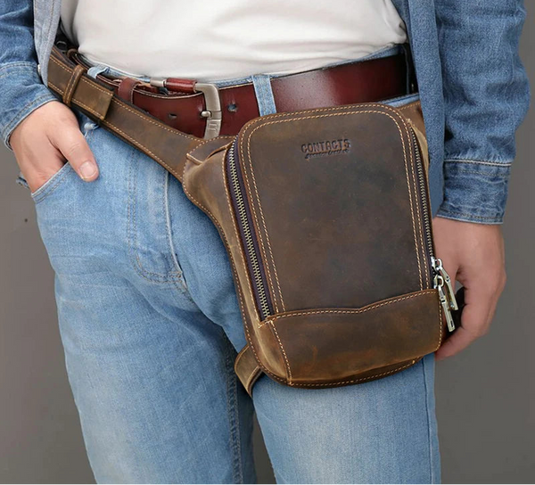 Bolsa de perna em couro autêntico MARVENTO