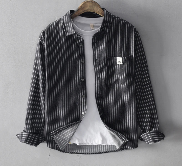 CAMISA CASUAL LISTRADA ALGODÃO CALVINO - Vestia