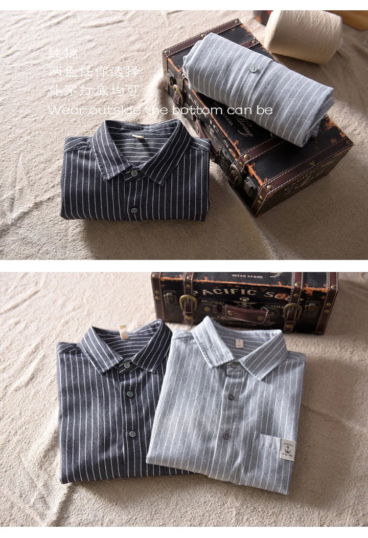 CAMISA CASUAL LISTRADA ALGODÃO CALVINO - Vestia