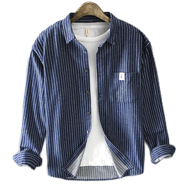 CAMISA CASUAL LISTRADA ALGODÃO CALVINO - Vestia