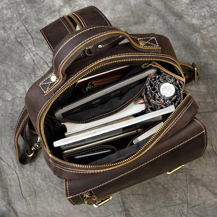 Mochila de Couro Genuíno 14" Noriel - Vestia