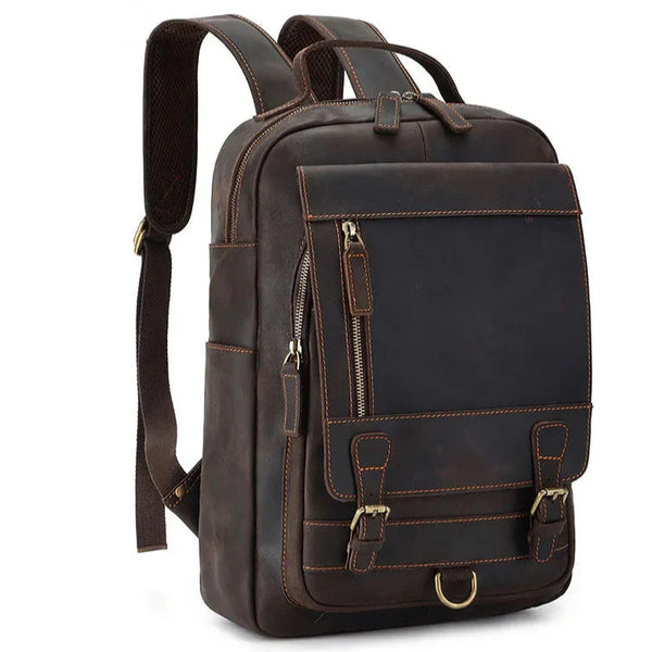 Mochila de Couro Genuíno Luxo Cavren - Vestia