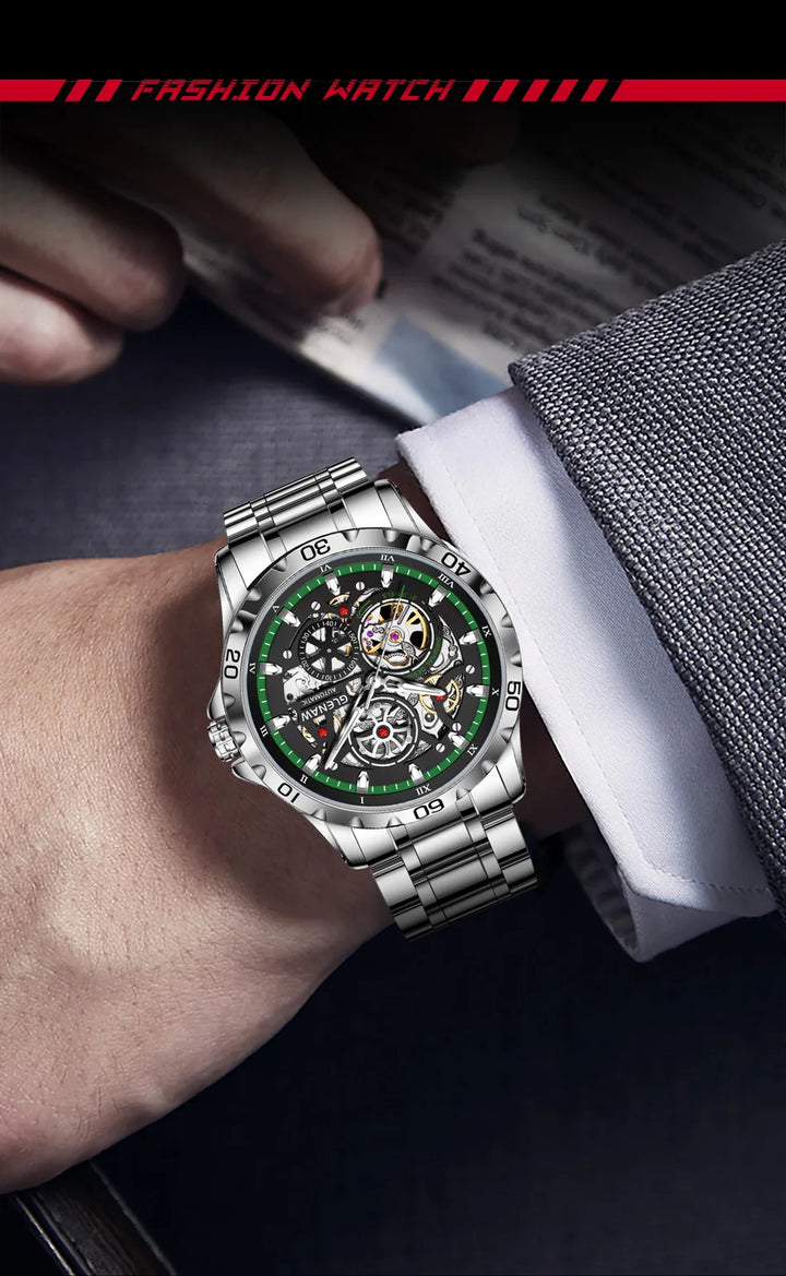 RELÓGIO MASCULINO MECÂNICO AUTOMÁTICO GLENAW - Vestia