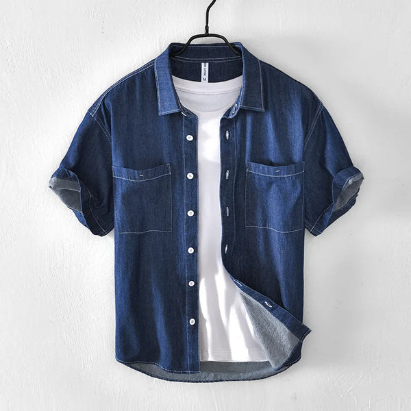 Camisa Jeans manga curta casual Aurenne - Vestia