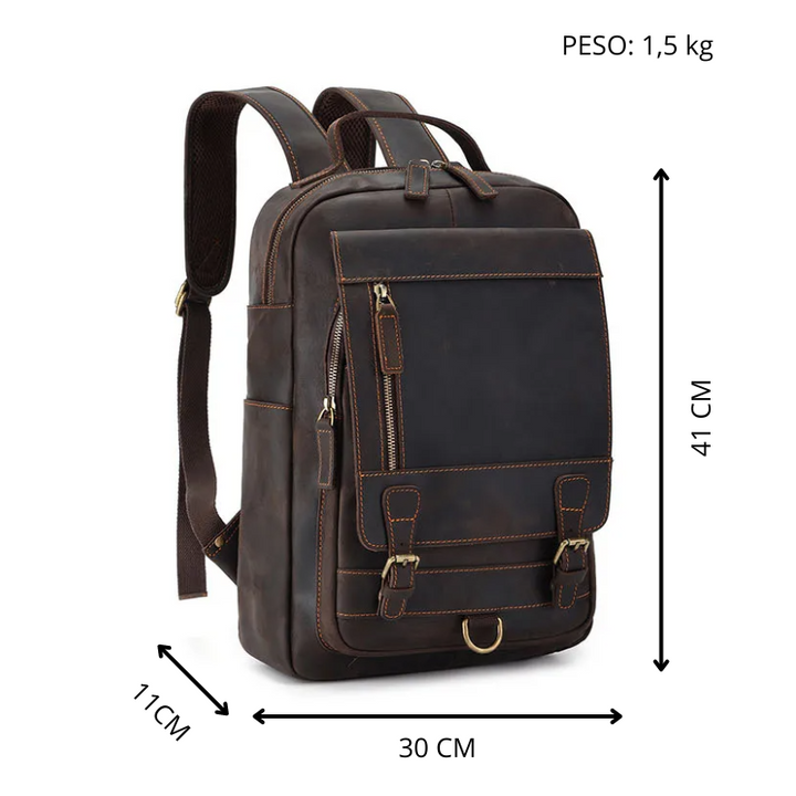 Mochila de Couro Genuíno Luxo Cavren - Vestia