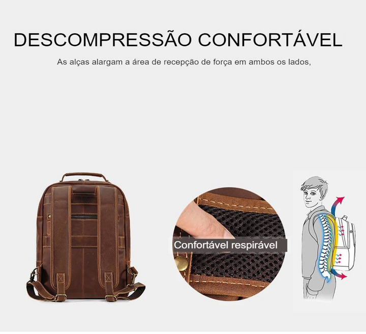 Mochila para Notebook 15,6" Couro Legitimo Navier - Vestia